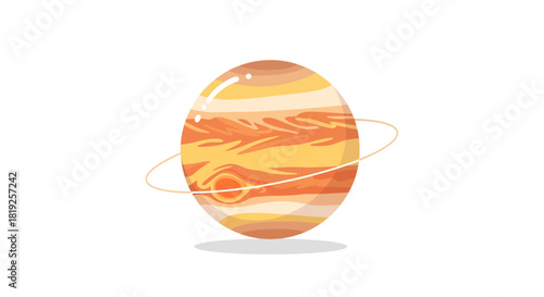 Stylized Jupiter illustration with layered atmosphere and simple ring system cartoonish