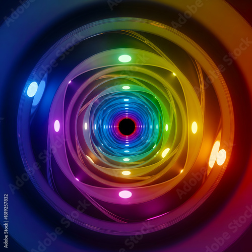 Fototapeta Naklejka Na Ścianę i Meble -  Abstract 3D Geometric Tunnel with Smooth Lighting Effect.