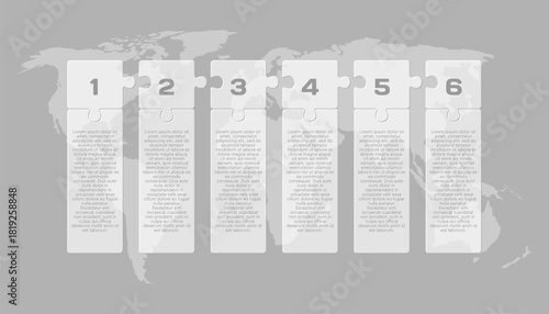 Six steps line infographic, puzzle diagram