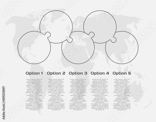 Five steps line infographic, puzzle diagram