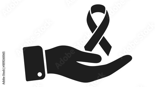 A hand gently holding a symbolic awareness ribbon, representing supportive care, solidarity, and advocacy for various ca
