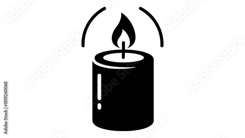 A simple black and white icon of an awareness candle, symbolizing remembrance, hope, and solidarity, isolated on white b