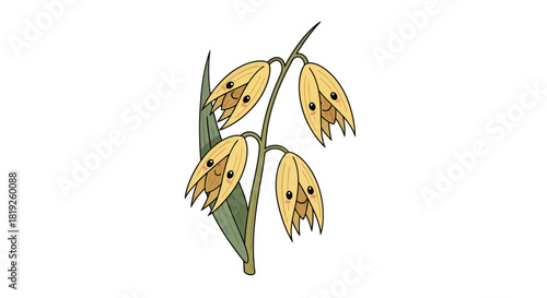 Delightful anthropomorphic oat illustration displaying nature's joyful expression
