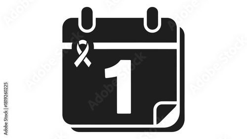 December 1 calendar icon featuring an aids awareness ribbon, symbolizing world aids day, a global health observance, iso
