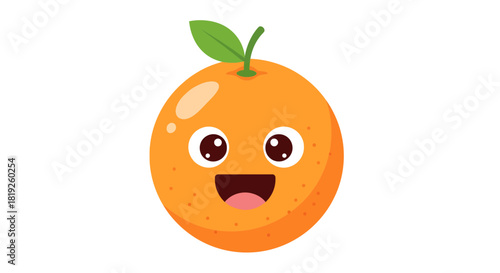 Delightful orange character design, a fun and fresh fruit with a cheerful expression and vibrant