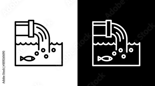 Water Pollution  White Icon Set Design