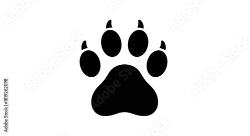 Simplified paw print illustration featuring clean lines, bold silhouette design and vector graphics