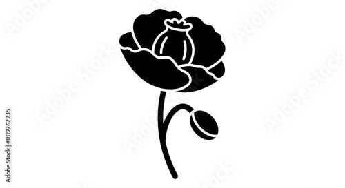 Striking poppy glyph illustration showcasing an elegant floral design concept visually captivating