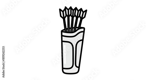 Stylized archery equipment illustration showcasing quiver full of arrows aimed for precision