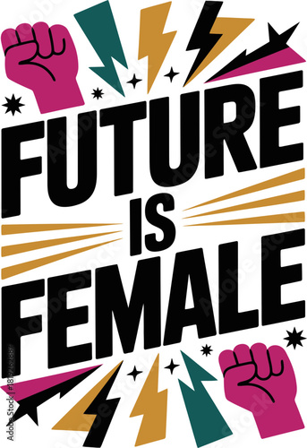 Empowering feminist design with bold typography and vibrant colors for social media
