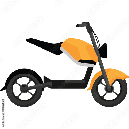 Minimalist Orange Motorcycle with Black Seat and Wheels on Transparent Background Clean Design for Transportation Graphics and Vector Art