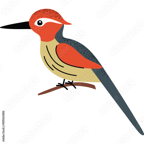 Illustration Of A Small Bird With Orange Head And Yellow Body Perched On A Twig White Background Translucent Image