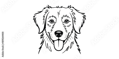 Happy golden retriever dog head cartoon illustration on white