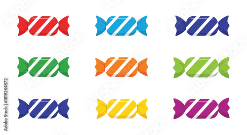 Image of nine candies in colorful wrappers arranged in a grid pattern
