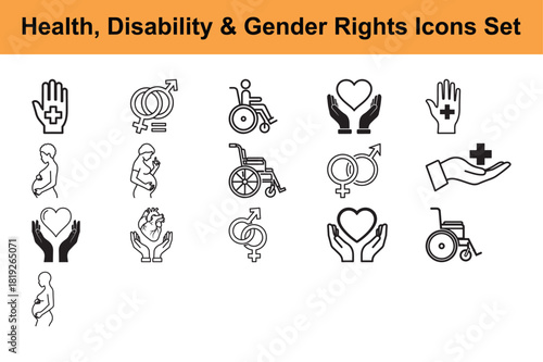 Digital Protection Modern Human Rights Icons Set Security System Concept Cloud Computing and Cybersecurity Outline Vector Illustration Data Privacy and Network