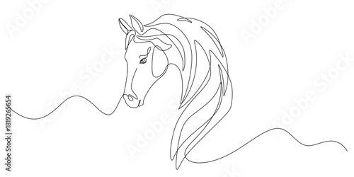 Horse Line art style design for Chinese New Year. Year of Horse vector