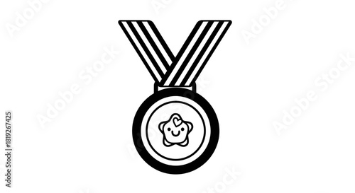 Minimalist illustration of award medal with cheerful star for children activities