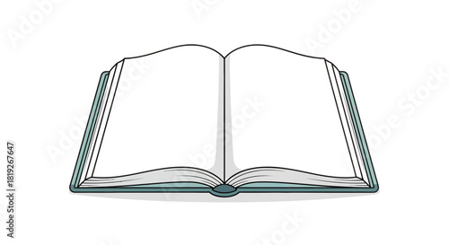 Open book illustration with blank pages provides a versatile canvas for imagination and creativity