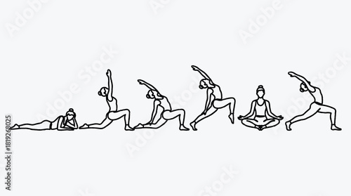 Yoga Flow Sequence Illustrated for Wellness and Flexibility Practice Art