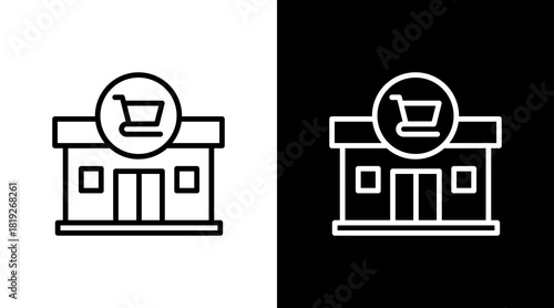 Storefront  White Icon Set Design