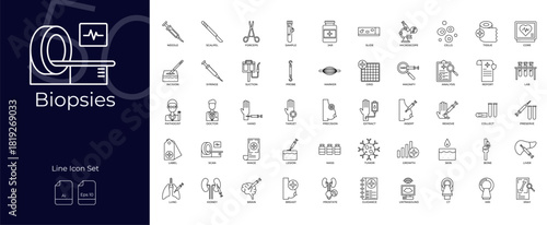 Biopsies Line Editable Icons set