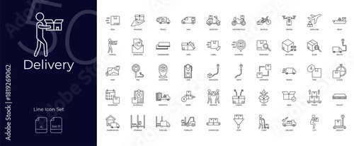 Delivery Line Editable Icons set