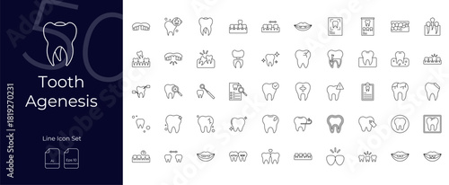 Tooth Agenesis Line Editable Icons set