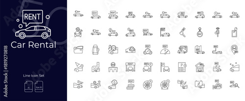 Car Rental Line Editable Icons set