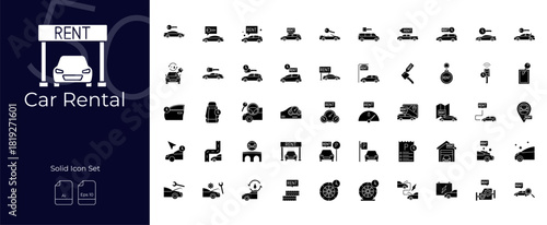 Car Rental Solid Editable Icons set
