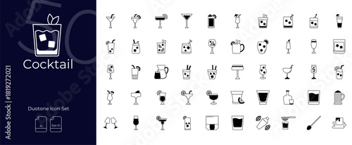 Cocktail Duotone Editable Icons set