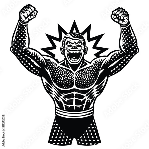 Pop Art Comic Furious Strongman Shouting Vector