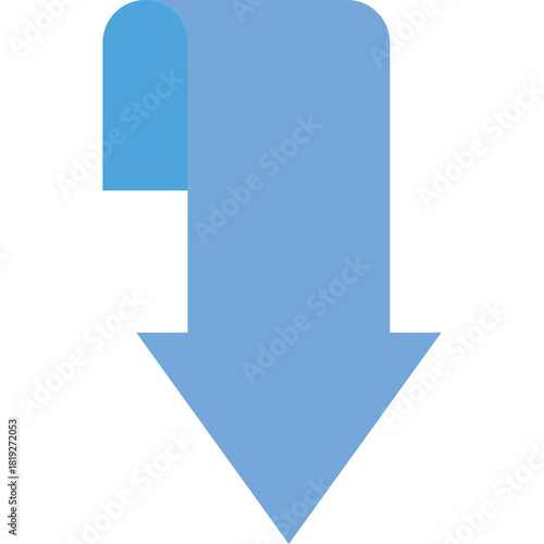 Free Download Light Blue Downward Arrow Graphic Element With A Rolled Top Design On A Transparent Background - GFXLoad