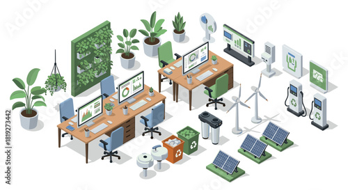 Sustainable office with renewable energy features