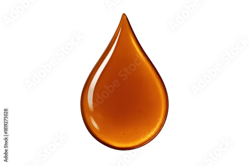 Golden honey oil droplet falling with transparent background