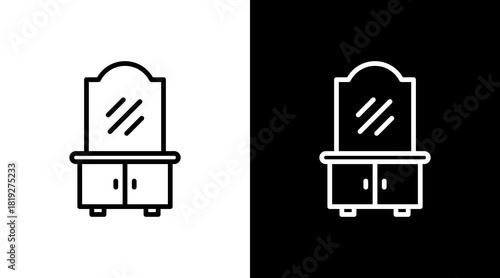 Vanity Table  White Icon Set Design