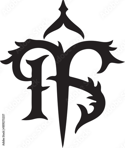Black and white vector illustration of a religious cross symbol silhouette design