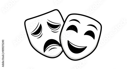 Juxtaposition of theatrical emotion: Comedy and tragedy stylized illustration
