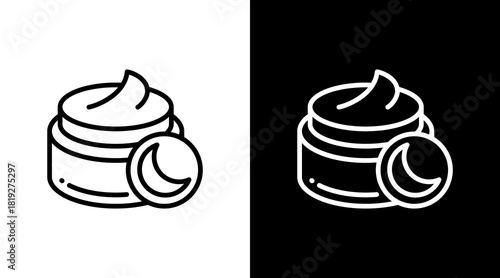 Night Cream  White Icon Set Design