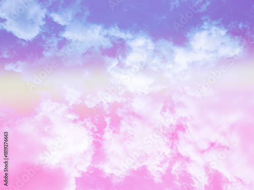 beauty sweet pink and blue colorful with fluffy clouds on sky. multi color rainbow image. abstract fantasy growing light