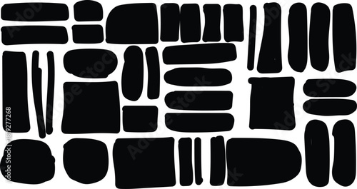 Abstract black shapes on white background graphic design element for creative projects