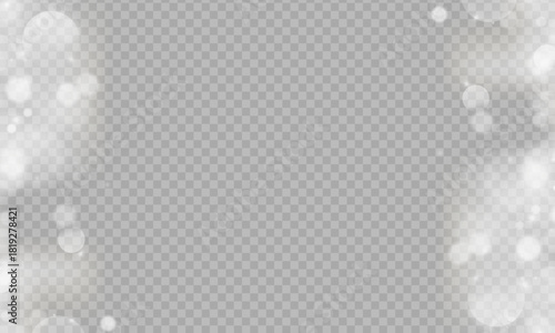 Golden dust light png. Christmas glowing bokeh confetti and sparkle overlay texture for your design. Stock royalty free vector illustration. PNG