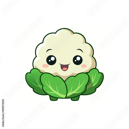 Wallpaper Mural Cute kawaii cauliflower character with big eyes and smiling face silhouette Torontodigital.ca