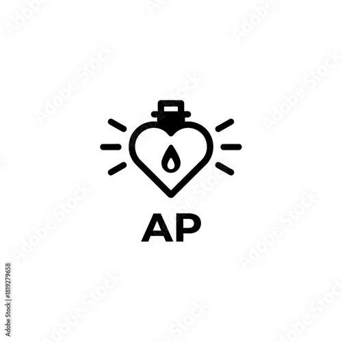 Letters suspended within a minimal heart shaped mobile