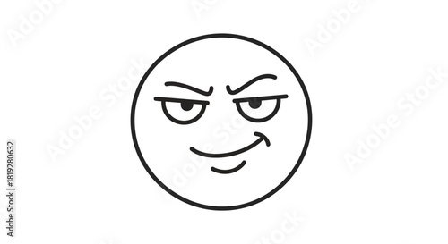 Cartoonish smirk face with mischievous expression conveys a sly and playful mood