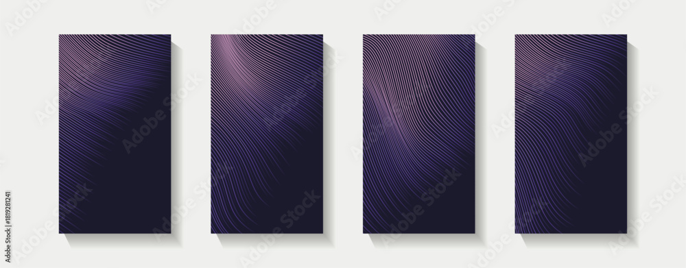 Fototapeta premium A collection of story social media template pink purple gradient dynamic lines vertical background vector futuristic modern style