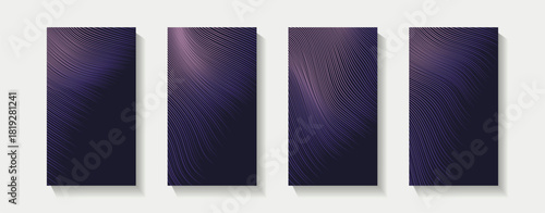 A collection of story social media template pink purple gradient dynamic lines vertical background vector futuristic modern style