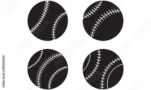 Sports Ball Icons – Black and White Baseball, Soccer, and Basketball Silhouette Set