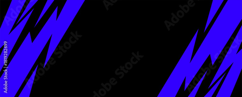 sports background, banner design in blue and black with pointed shapes and empty space