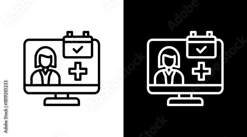 Online Appointment  White Icon Set Design