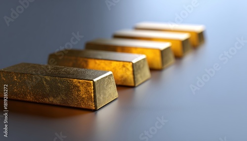 Wallpaper Mural Row Of Gold Bars: Financial Symbol Of Wealth And Prosperity, Luxurious And Valuable Investment, Shiny Precious Metal Stacked In Order. Torontodigital.ca